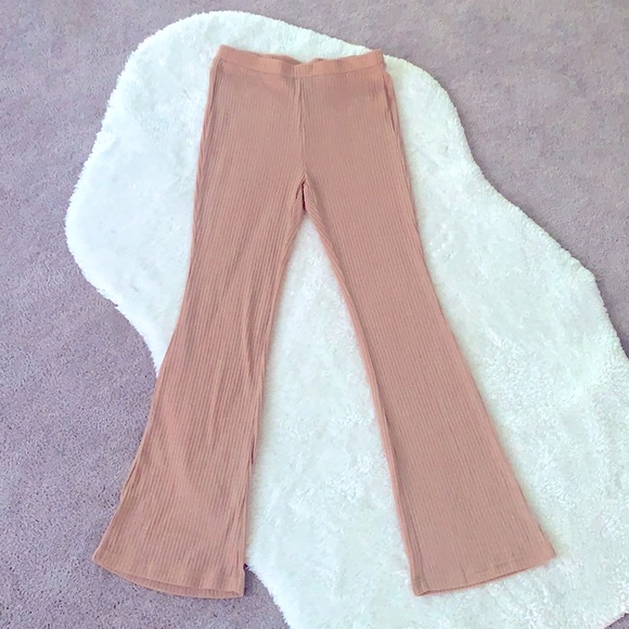 SHEIN tan ribbed material wide leg pants. - Picture 2 of 2